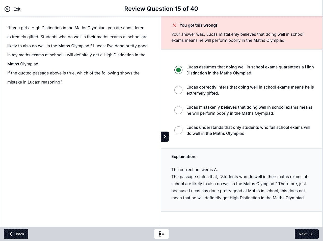 Testwise Exam Screen 5